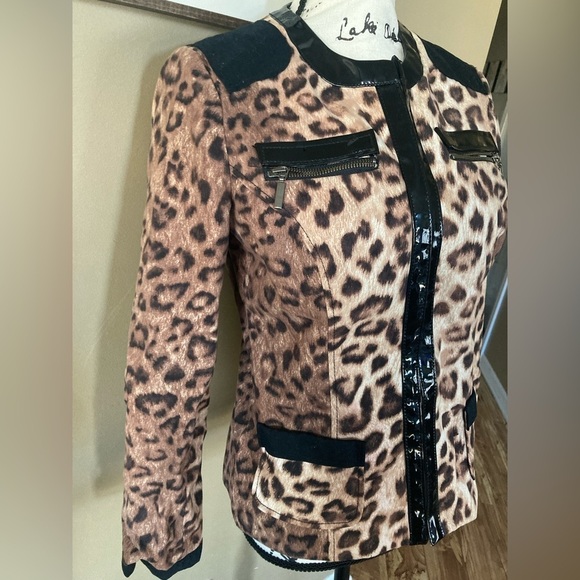 Chicos leopard print blazer woman’s size 0 Patent Leopard Matilda animal pattern - Picture 2 of 9